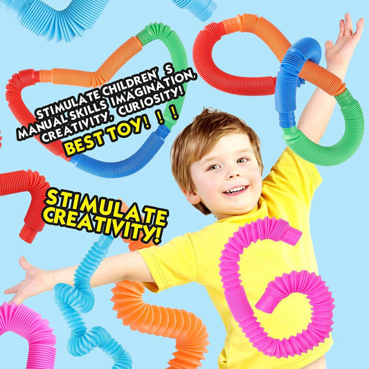 Easter Baskets Gifts for Kids Pop Tube Fidget Toys 36Psc for Kids, Idea Toy Pop Tubes, Pull Pop Tubes to Relieve Stress and Anxiety for Children & Adults