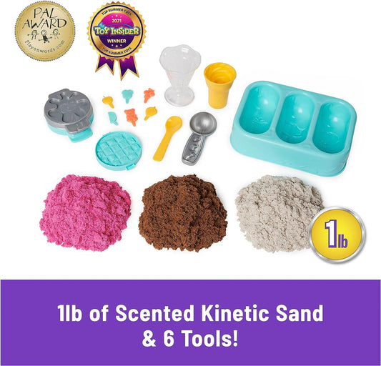 Scents, Ice Cream Treats Playset with 3 Colors Scented Play Sand & 6 Tools, Sensory Toys for Kids Ages 3 and Up