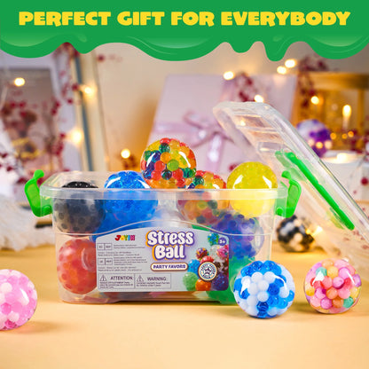 24 Pack Squishies Party Favors for Adults Mini Stress Ball Fidget Toys for Kids, Stress Relief Orbeez Anxiety Calming Squeeze Balls, Prize (1.57")