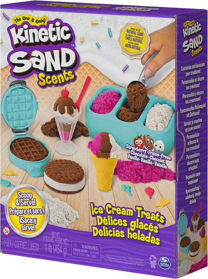 Scents, Ice Cream Treats Playset with 3 Colors Scented Play Sand & 6 Tools, Sensory Toys for Kids Ages 3 and Up