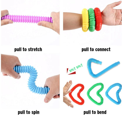12PCS Pop Tube Sensory Fidget Toys Kids Adults Stress Relief & anti Anxiety Toy