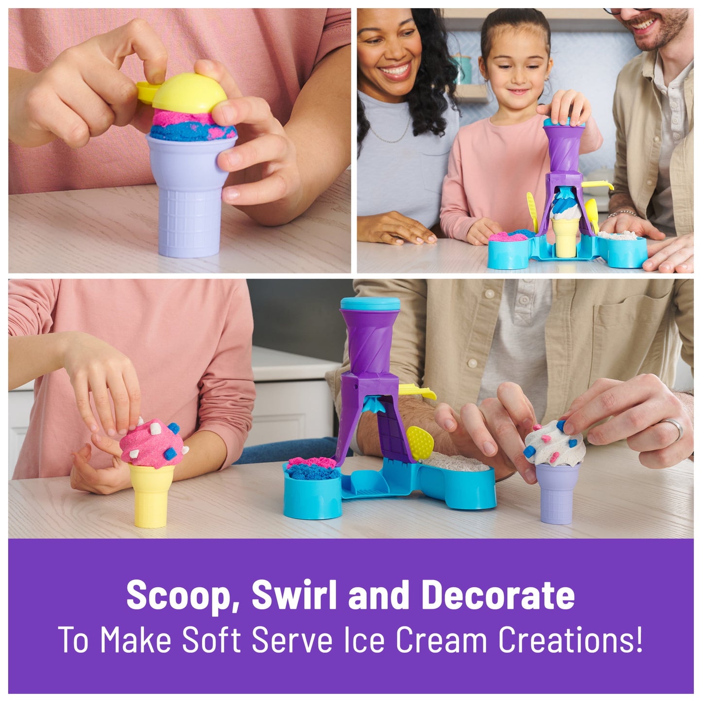, Soft Serve Station with 14Oz Play Sand, 2 Ice Cream Cones & 2 Tools