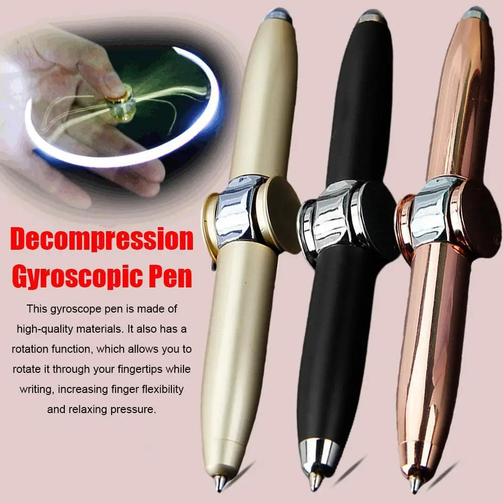 Metal Luminous Spinner LED Light Pens Cool Fidget Spinner Fingertip Gyro Pen with LED Light anti Stress Pen