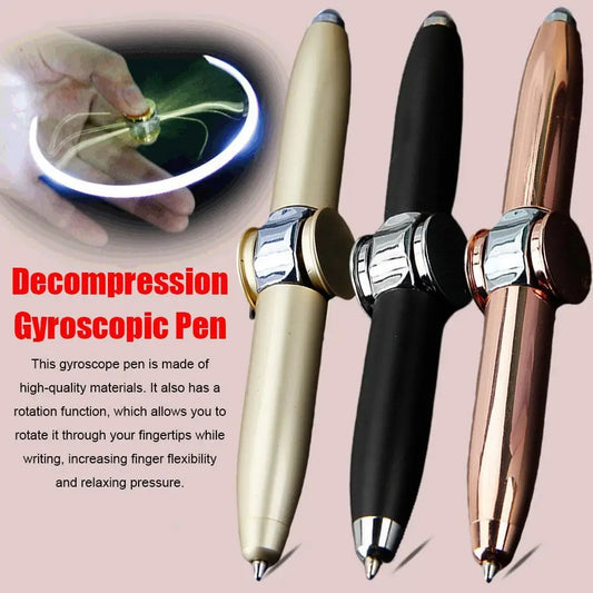 Metal Luminous Spinner LED Light Pens Cool Fidget Spinner Fingertip Gyro Pen with LED Light anti Stress Pen