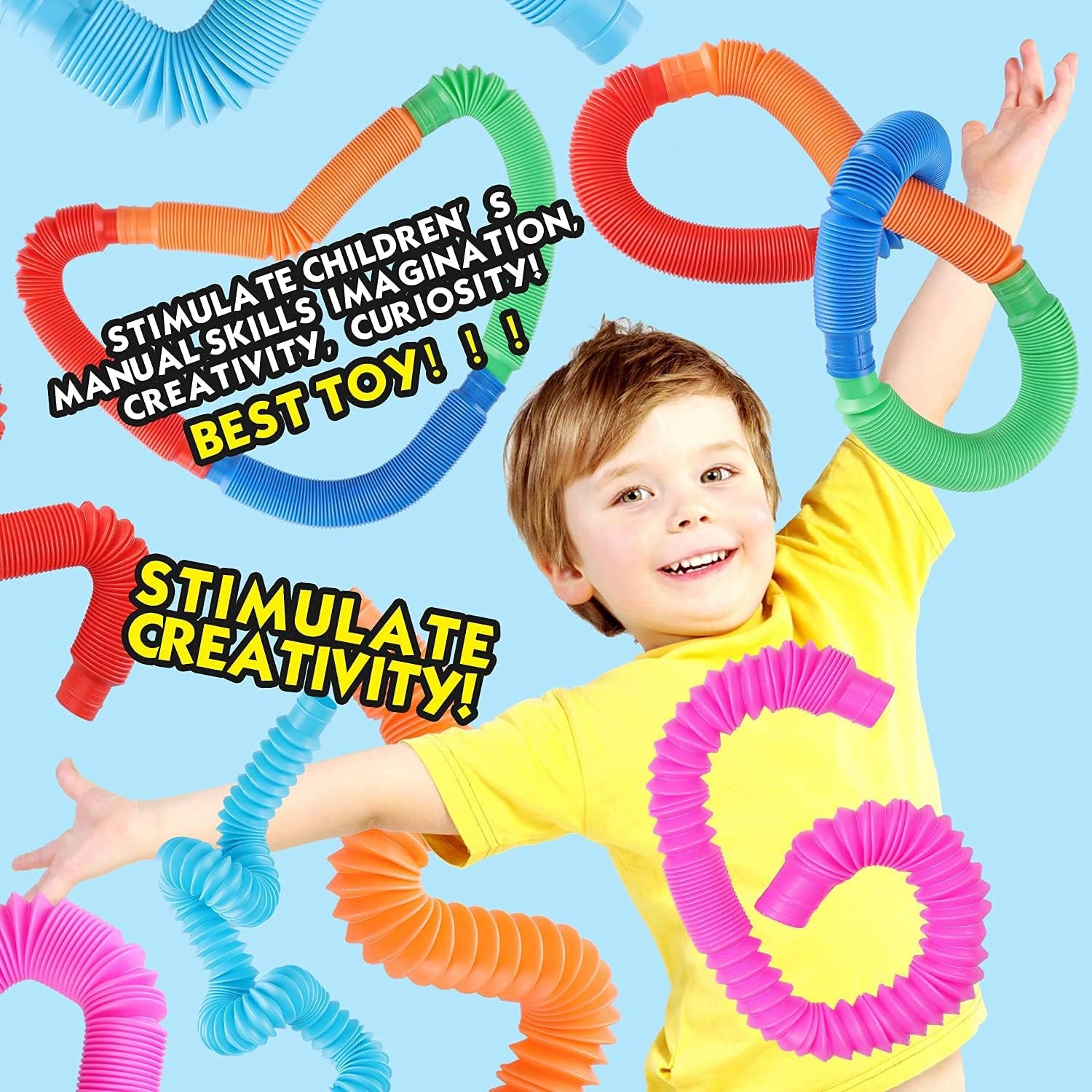 Easter Baskets Gifts for Kids Pop Tube Fidget Toys 36Psc for Kids, Idea Toy Pop Tubes, Pull Pop Tubes to Relieve Stress and Anxiety for Children & Adults