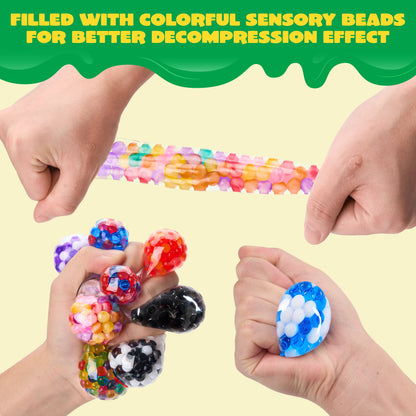 24 Pack Squishies Party Favors for Adults Mini Stress Ball Fidget Toys for Kids, Stress Relief Orbeez Anxiety Calming Squeeze Balls, Prize (1.57")