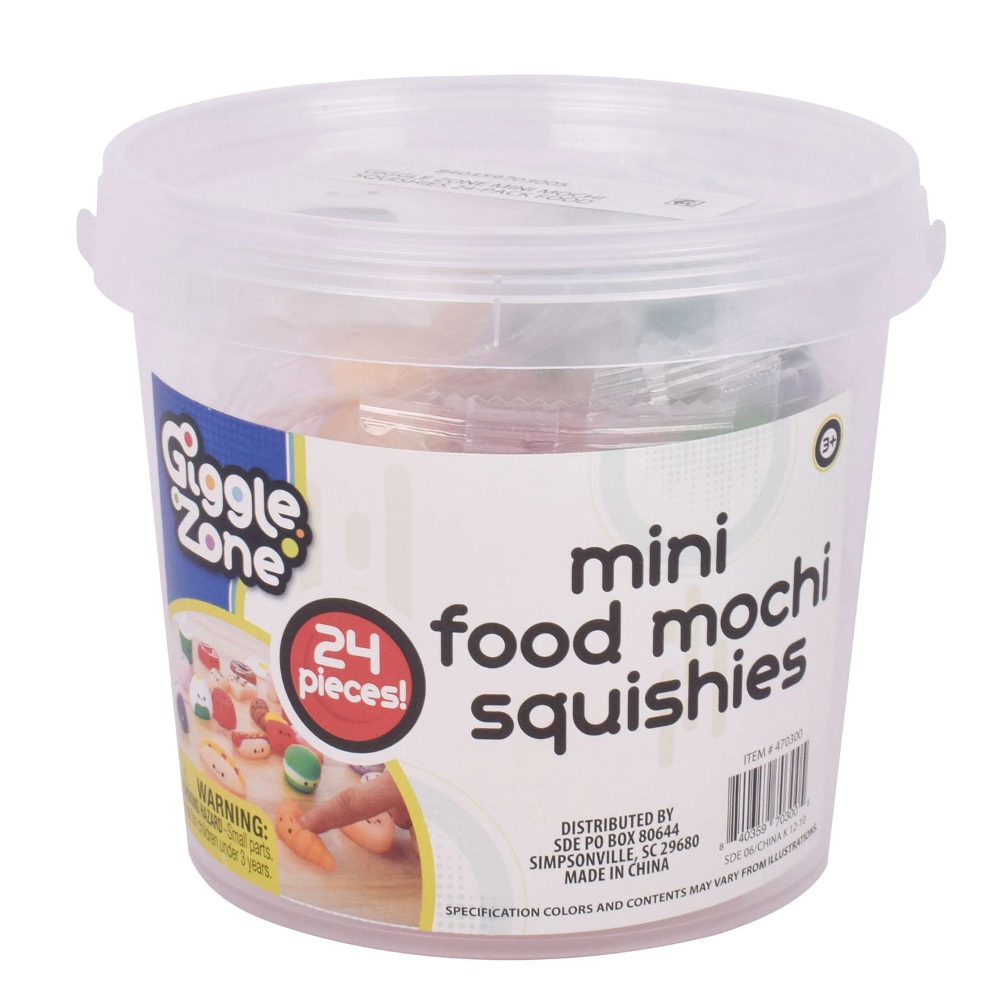Mini Food Mochi Squishies, 24 Piece Fidget Toys with Storage Container, Children Ages 3+