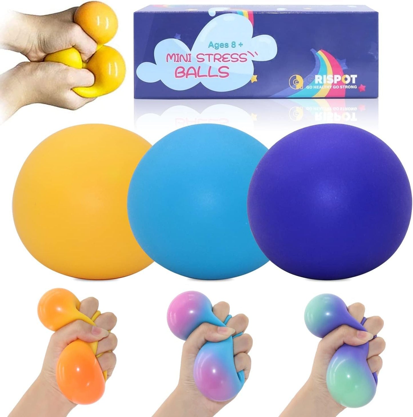 Stress Balls for Adults and Kids - 3Pk Squishy Stress Ball Fidget Toys, anti Stress Sensory Ball Squeeze Toys