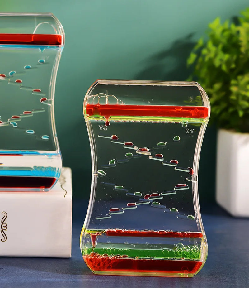 Creative Oil Drop Hourglass Two Color Oil Drop Ladder Liquid Water Creative Decoration Toy Liquid Timer