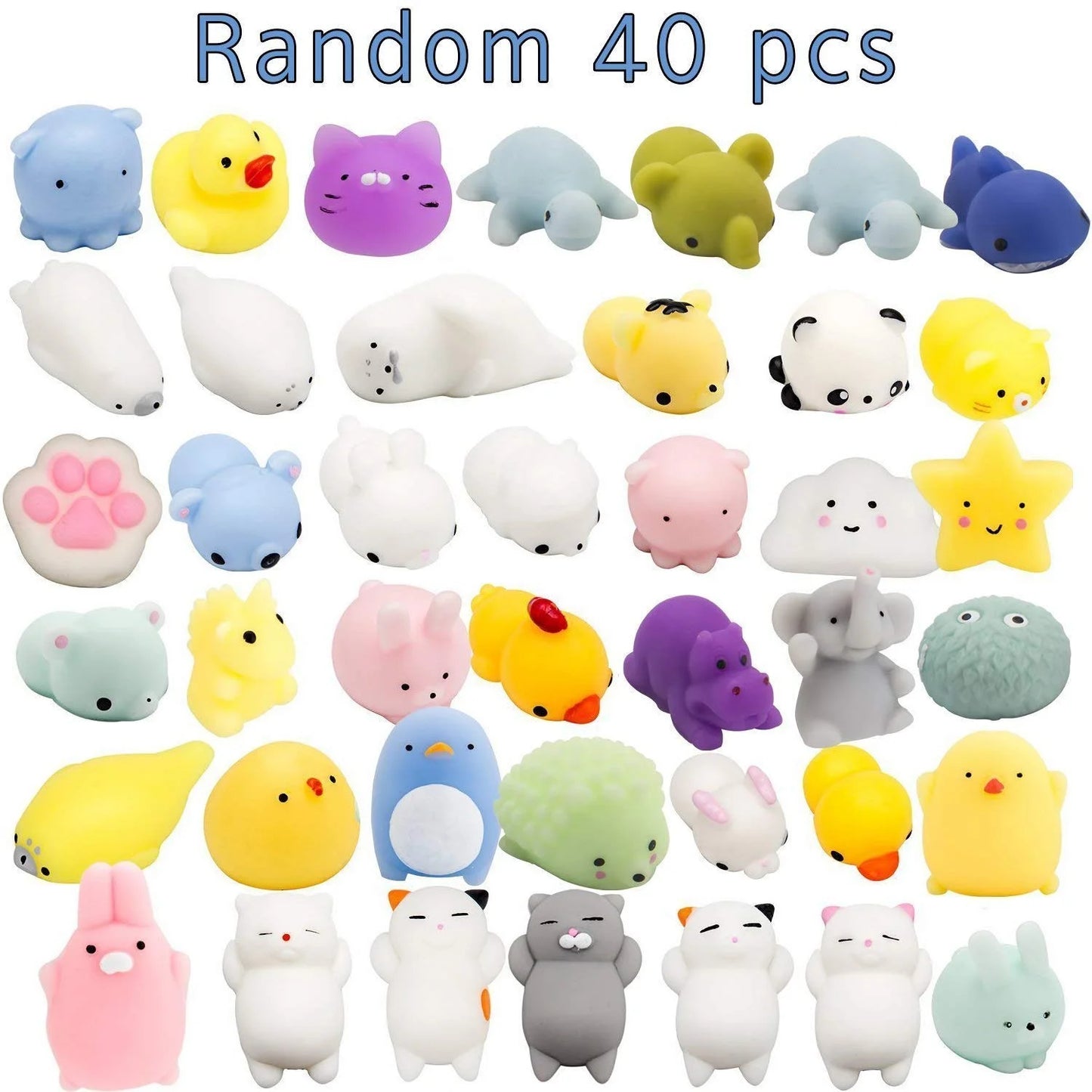 Squishy Toys Party Favors for Kids - Squishys 36 Pack Mini Mochi Squishies, Pinata Filler Treasure Box Prizes Classroom Unicorn Cat Stress Reliever Pug Stuffed Animal Silicon Panda Plushies
