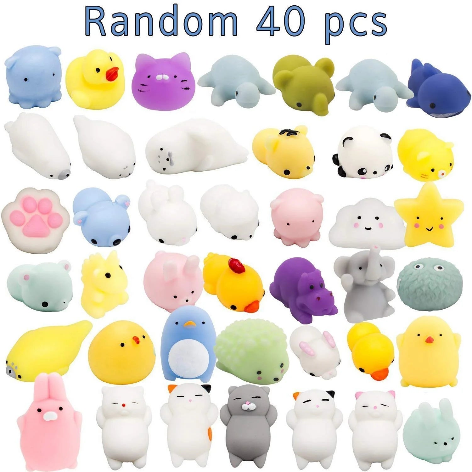 Squishy Toys Party Favors for Kids - Squishys 36 Pack Mini Mochi Squishies, Pinata Filler Treasure Box Prizes Classroom Unicorn Cat Stress Reliever Pug Stuffed Animal Silicon Panda Plushies