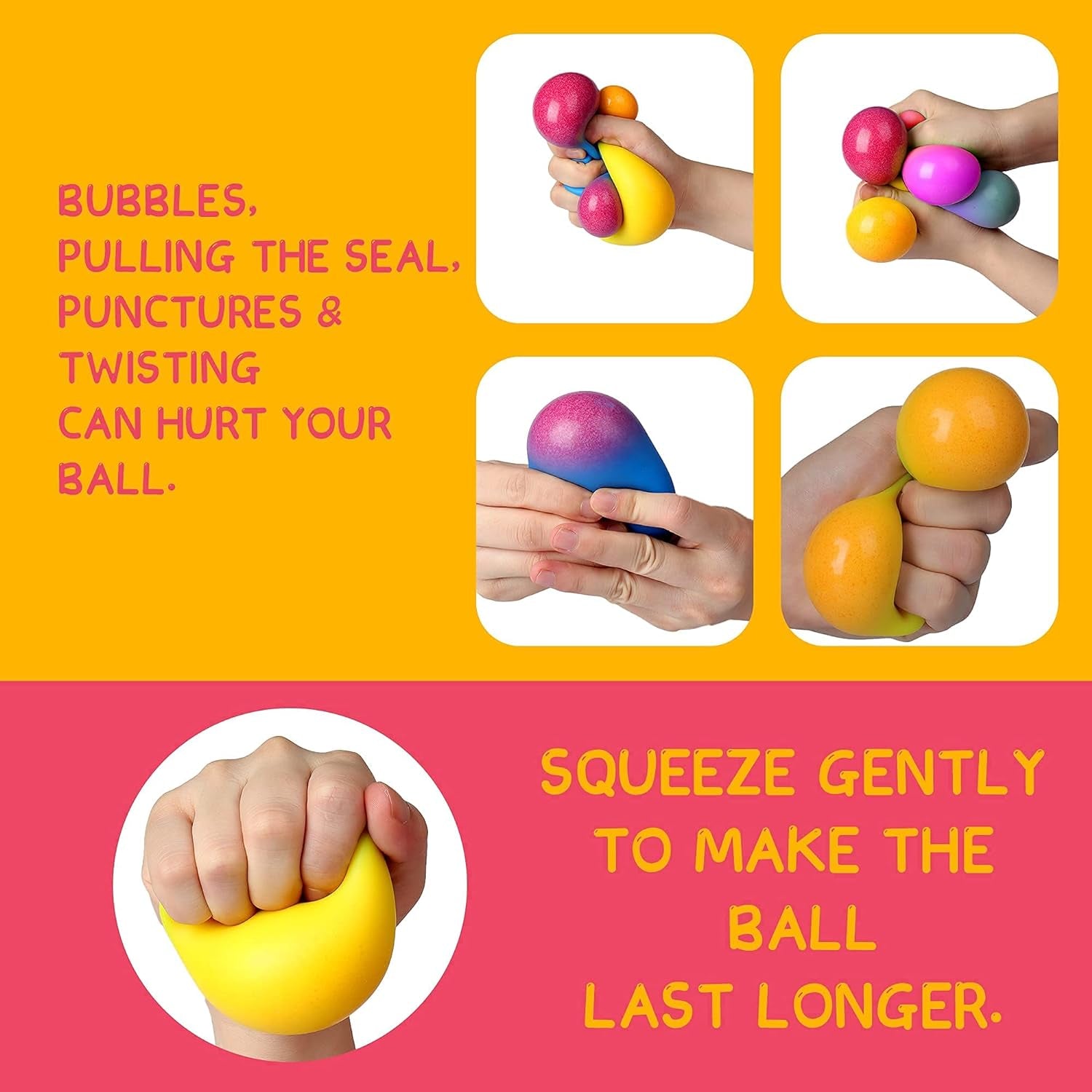 Stress Balls for Adults and Kids - 3Pk Squishy Stress Ball Fidget Toys, anti Stress Sensory Ball Squeeze Toys
