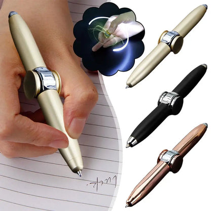 Metal Luminous Spinner LED Light Pens Cool Fidget Spinner Fingertip Gyro Pen with LED Light anti Stress Pen