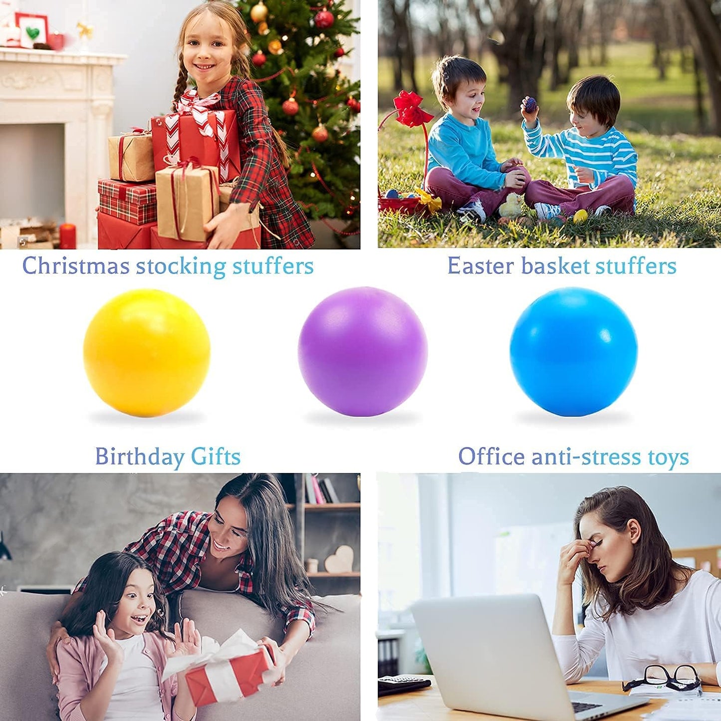 Stress Balls for Adults and Kids - 3Pk Squishy Stress Ball Fidget Toys, anti Stress Sensory Ball Squeeze Toys