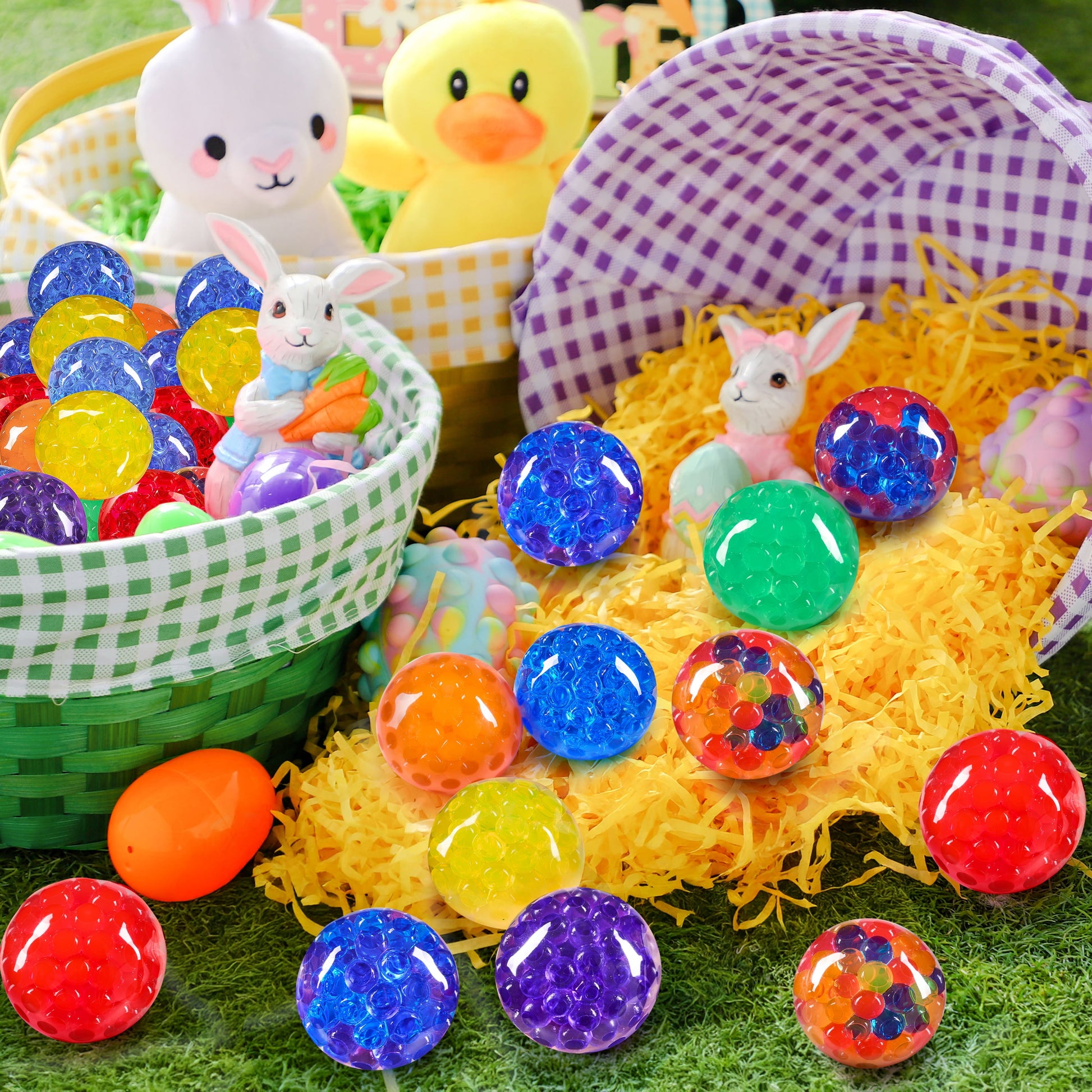 24 Pack Squishies Party Favors for Adults Mini Stress Ball Fidget Toys for Kids, Stress Relief Orbeez Anxiety Calming Squeeze Balls, Prize (1.57")