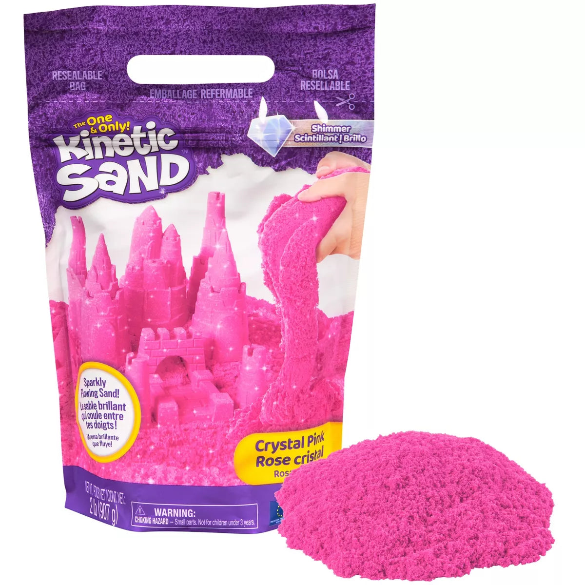 Kinetic Sand Crystal Pink Shimmer Sand 2Lb