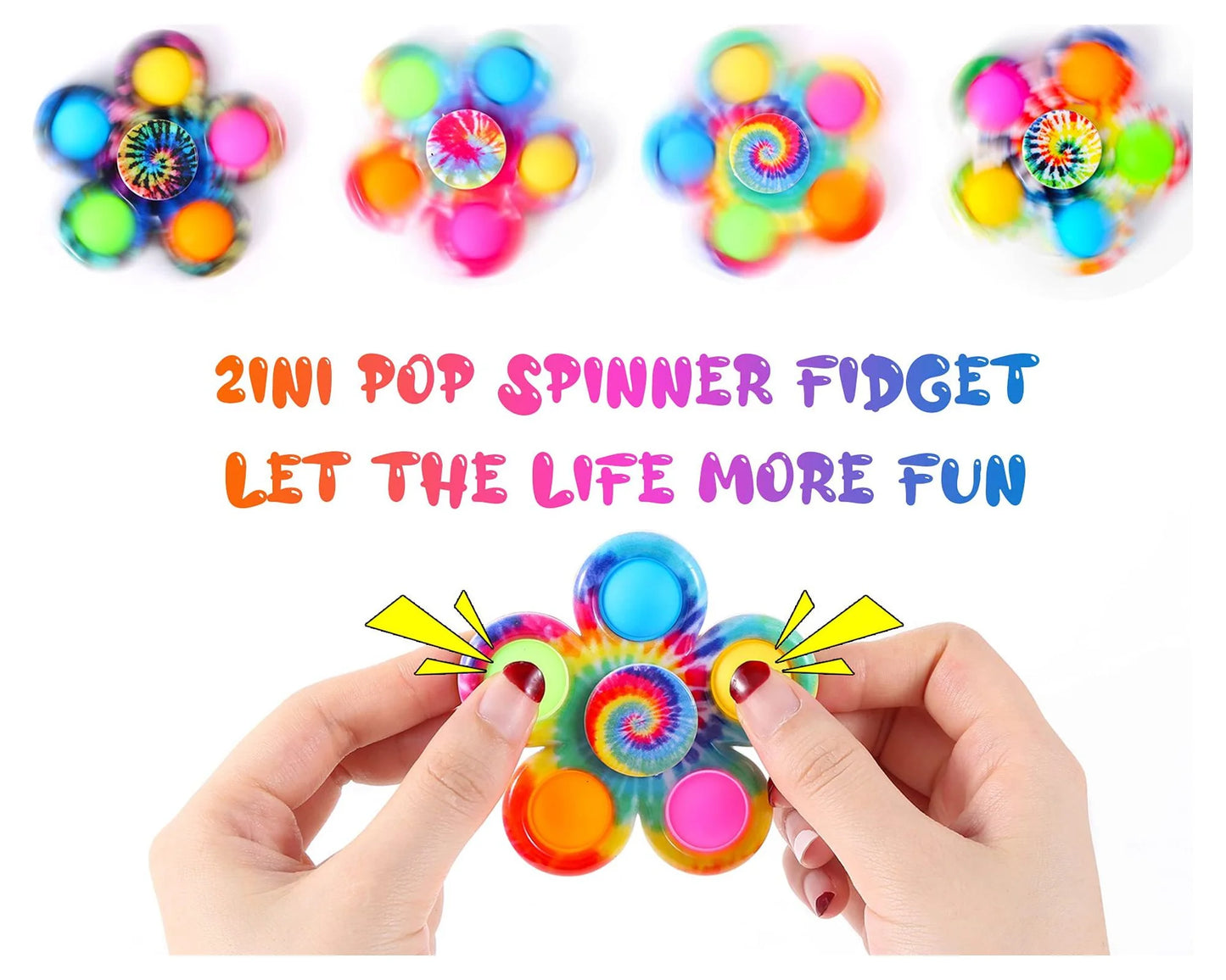 Pop It Fidget Spinner Toys 4 Pack, Simple Dimple Fidget Toy, Pop Its Fidget Pack-Push Pop Bubble Sensory Toys Set for Kids, Fidget Pack ADHD Stress Relief Fidget Pack with Pop Hand