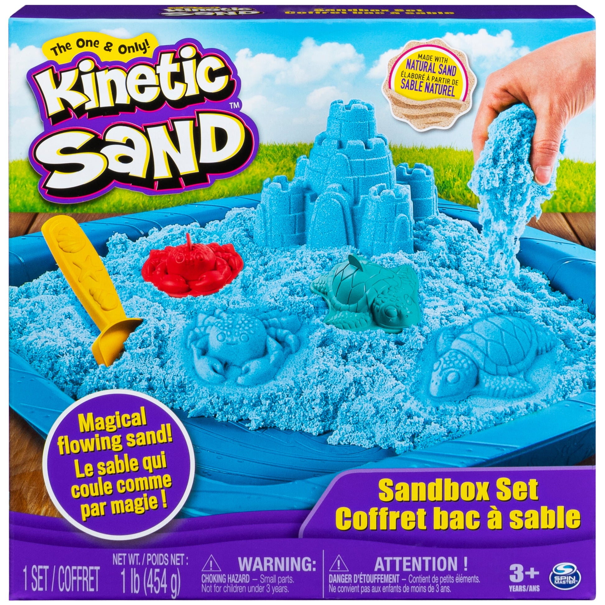 , Sandbox Set Kids Toy with 1Lb All-Natural Blue  and 3 Molds, Sensory Toys for Kids Ages 3 and Up