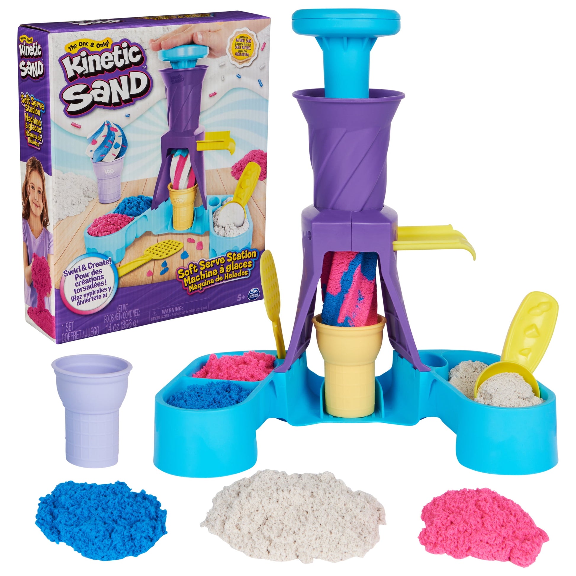 , Soft Serve Station with 14Oz Play Sand, 2 Ice Cream Cones & 2 Tools