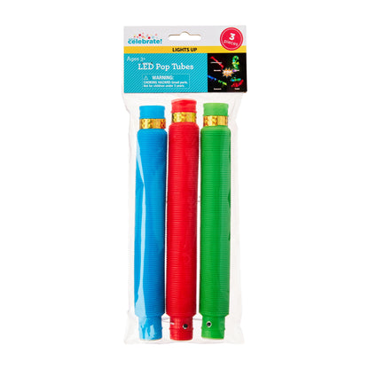 Multi-Color Light-Up LED Pop Tube Party Favors, 3 Count, by