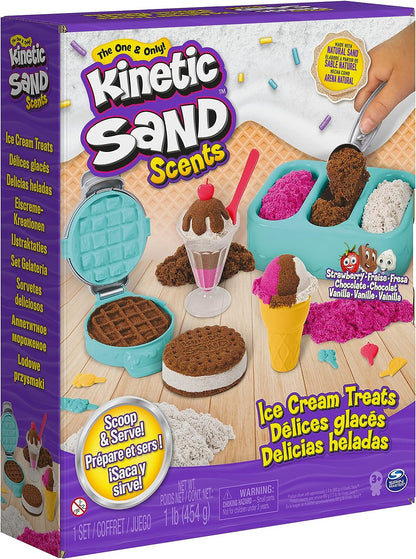 Scents, Ice Cream Treats Playset with 3 Colors Scented Play Sand & 6 Tools, Sensory Toys for Kids Ages 3 and Up