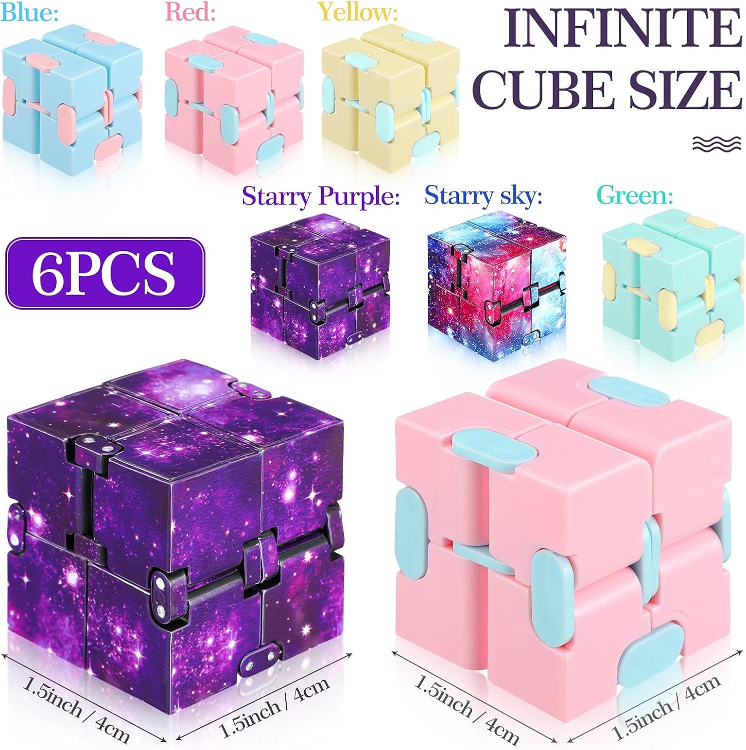 6 Pieces Cube Toy Cube for Stress and Anxiety Relief Cool Hand Mini Kill Time Cube