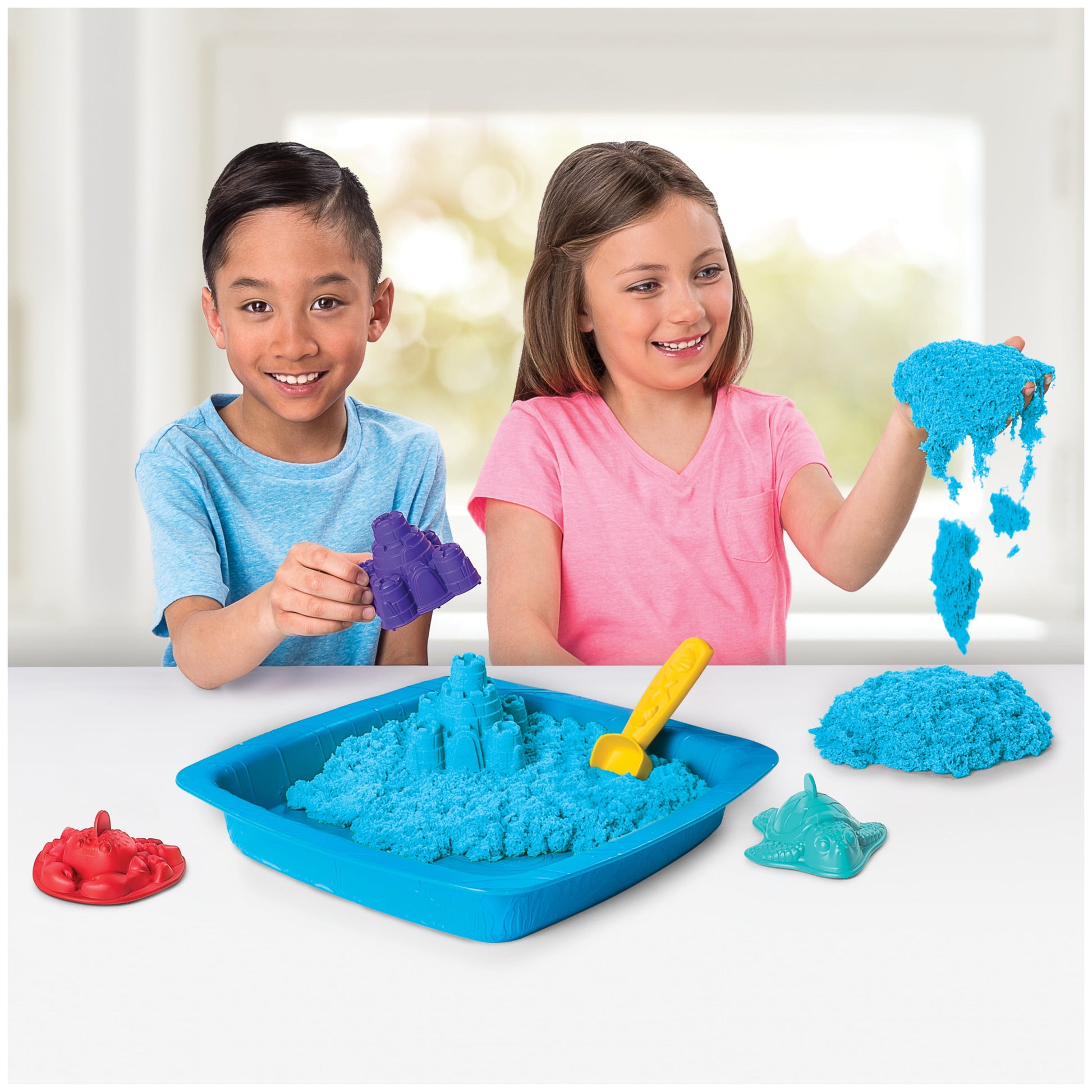 , Sandbox Set Kids Toy with 1Lb All-Natural Blue  and 3 Molds, Sensory Toys for Kids Ages 3 and Up