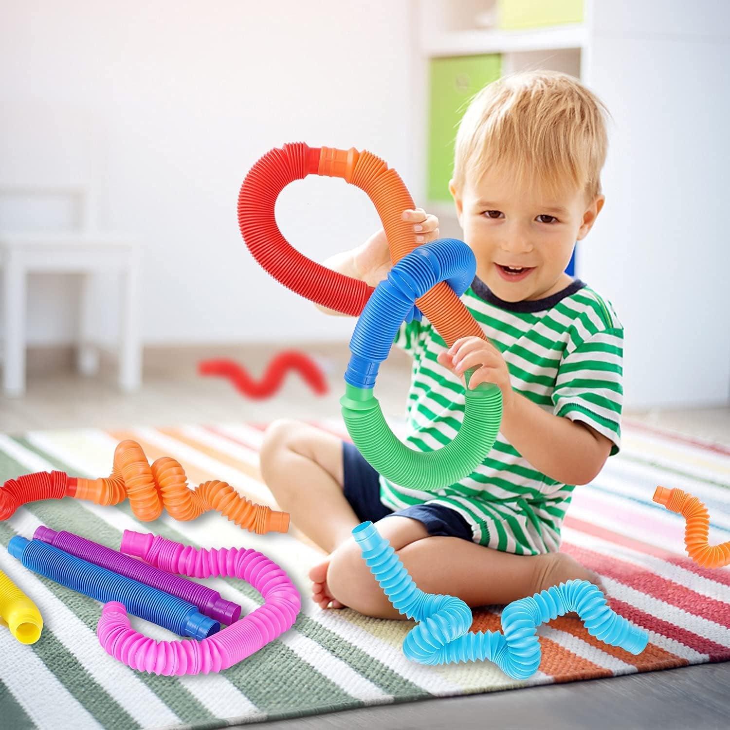 Easter Baskets Gifts for Kids Pop Tube Fidget Toys 36Psc for Kids, Idea Toy Pop Tubes, Pull Pop Tubes to Relieve Stress and Anxiety for Children & Adults