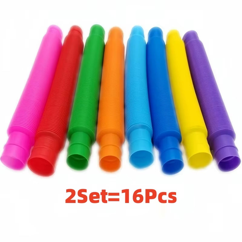 3Pcs/24Pcs Set Flexible Plastic Color Telescopic Tube Pop Tube Stretch Tube Bellows Children Adult Decompression Toys