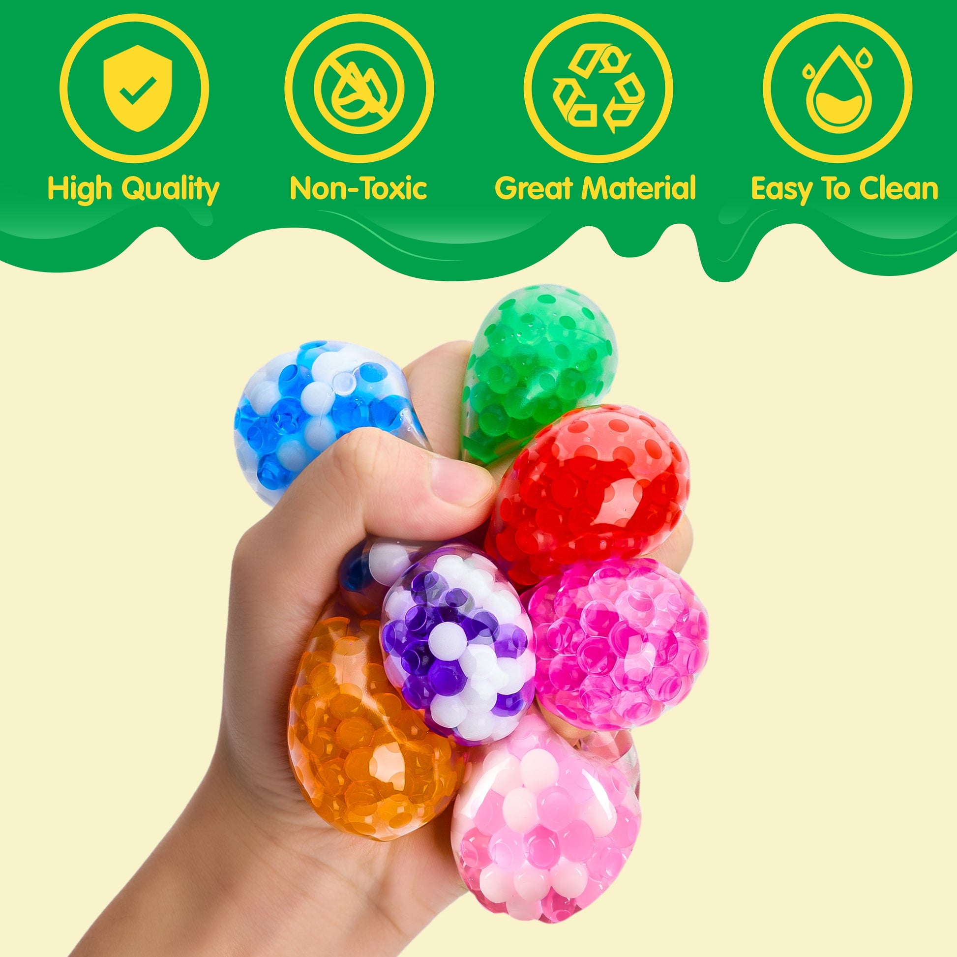 24 Pack Squishies Party Favors for Adults Mini Stress Ball Fidget Toys for Kids, Stress Relief Orbeez Anxiety Calming Squeeze Balls, Prize (1.57")