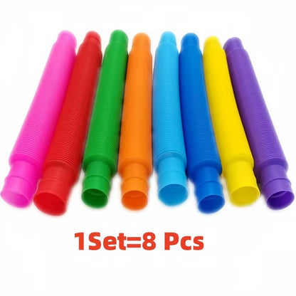 3Pcs/24Pcs Set Flexible Plastic Color Telescopic Tube Pop Tube Stretch Tube Bellows Children Adult Decompression Toys