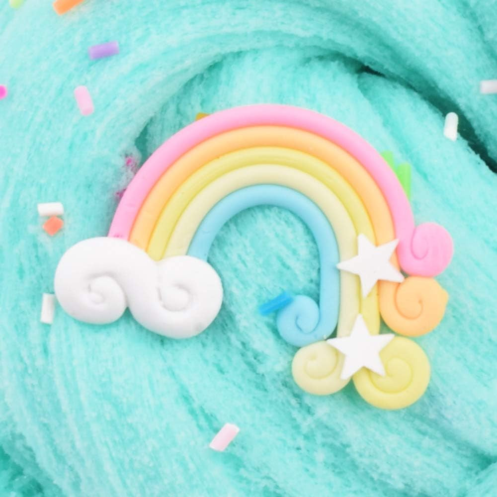 Rainbow Cloud Ocean Blue Premade Snow Slime 7OZ/200ML - Scented Silk Mud with Charm