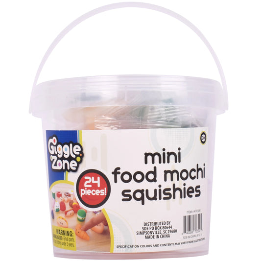 Mini Food Mochi Squishies, 24 Piece Fidget Toys with Storage Container, Children Ages 3+